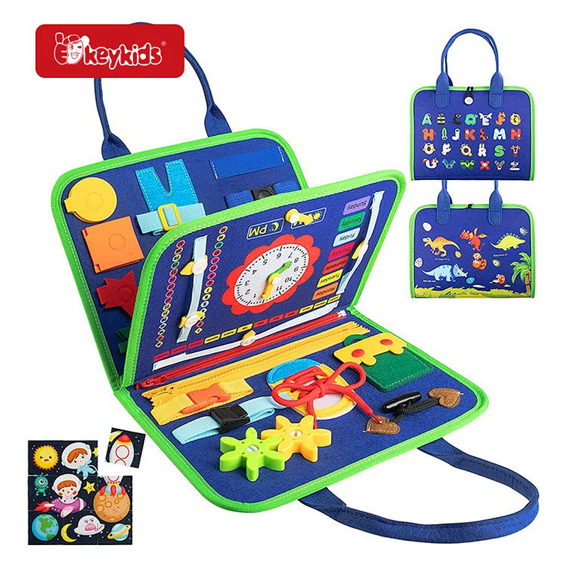 Customize Montessori Sensory Learning Toy Foldable Felt Busy Board For Kids W12D523